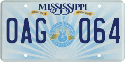 MS license plate OAG064