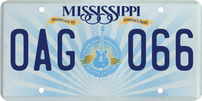 MS license plate OAG066