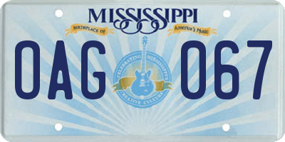 MS license plate OAG067