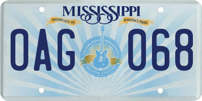 MS license plate OAG068