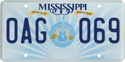 MS license plate OAG069