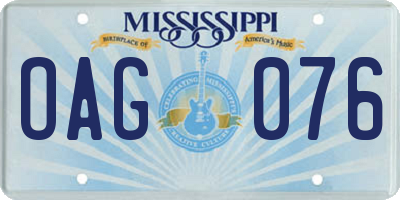 MS license plate OAG076