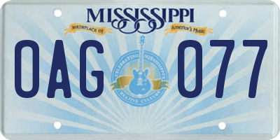 MS license plate OAG077