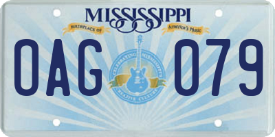 MS license plate OAG079