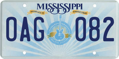 MS license plate OAG082
