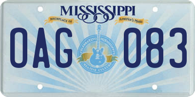 MS license plate OAG083