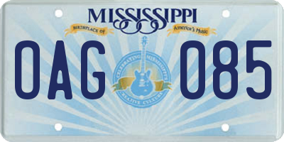 MS license plate OAG085