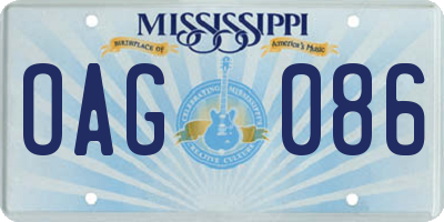 MS license plate OAG086