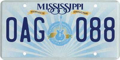 MS license plate OAG088
