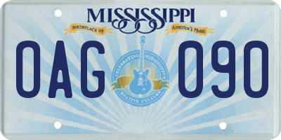 MS license plate OAG090