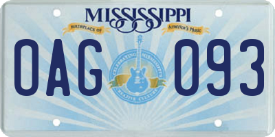 MS license plate OAG093