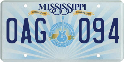 MS license plate OAG094
