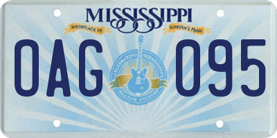 MS license plate OAG095