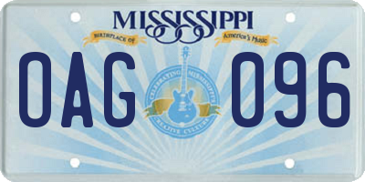 MS license plate OAG096