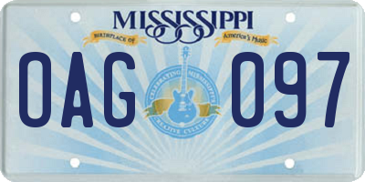 MS license plate OAG097