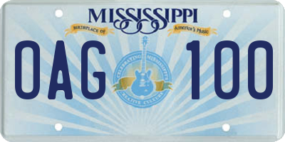 MS license plate OAG100