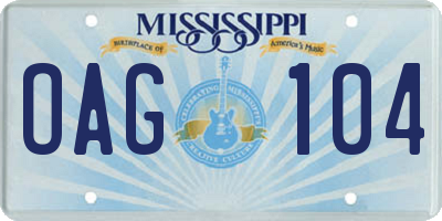 MS license plate OAG104