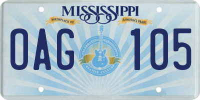 MS license plate OAG105