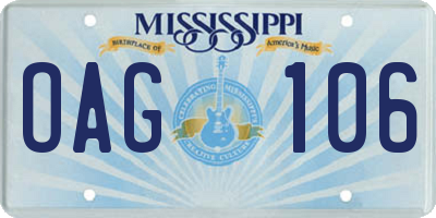 MS license plate OAG106