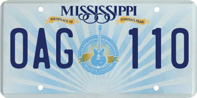 MS license plate OAG110