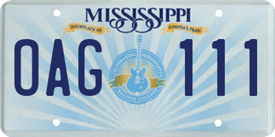 MS license plate OAG111