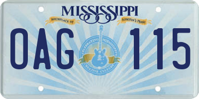 MS license plate OAG115