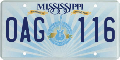 MS license plate OAG116