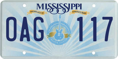 MS license plate OAG117