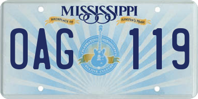 MS license plate OAG119