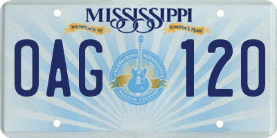 MS license plate OAG120