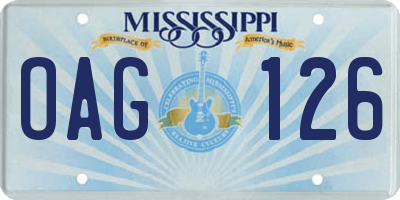MS license plate OAG126