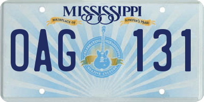MS license plate OAG131