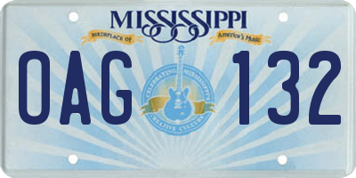 MS license plate OAG132