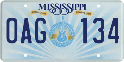 MS license plate OAG134