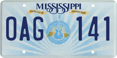 MS license plate OAG141