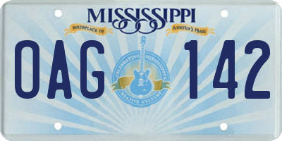 MS license plate OAG142