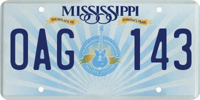 MS license plate OAG143