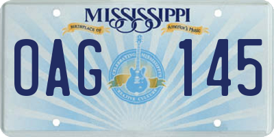 MS license plate OAG145