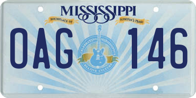 MS license plate OAG146
