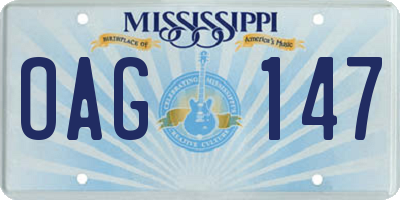 MS license plate OAG147