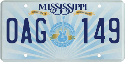 MS license plate OAG149