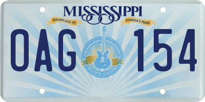 MS license plate OAG154