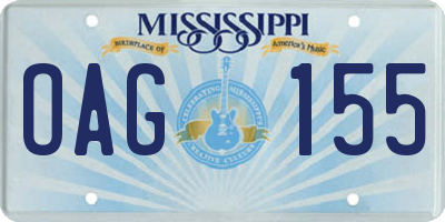 MS license plate OAG155