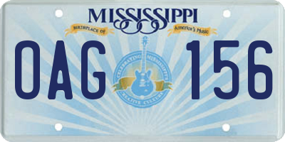 MS license plate OAG156