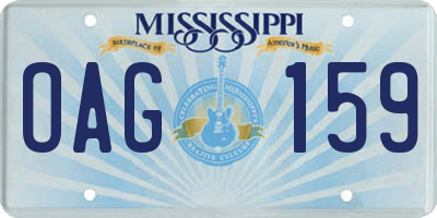 MS license plate OAG159