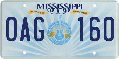 MS license plate OAG160