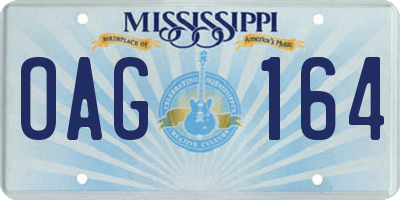 MS license plate OAG164