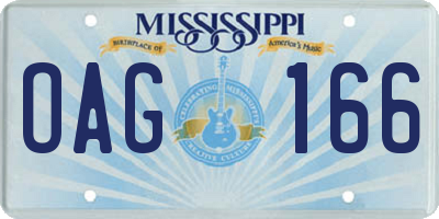 MS license plate OAG166