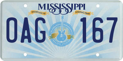 MS license plate OAG167