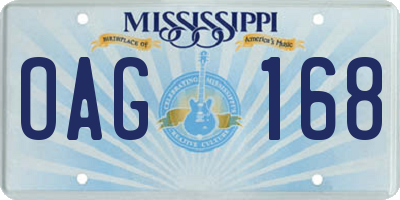 MS license plate OAG168